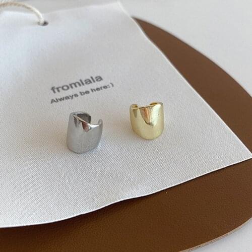 Chic Gold Silver Color Wide Open Tube Circle Earcuff Metal Round Kpop Ear Cuff Fake Piercing Earrings for Women Korean Jewelry