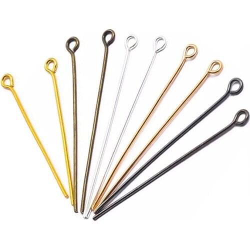 200pcs/bag Eye Head Pins 16 20 25 30 35 40 45 50mm Eye Pins Findings 8 Colors Plated For DIY Jewelry Making Accessories Supplies