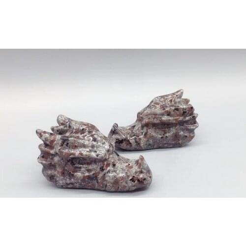 1pcs Natural Flames Stone Crystal Handmade Carved Dragon Head Skull Polished Animal Powerful Statue for Home Decoration Gift