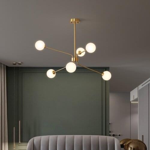 ZuuuVny Nordic Led Chandeliers Lighting Copper Living Room Kitchen Lamp Glass Ceiling Chandelier For Bedroom luminarias