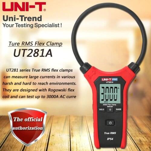 UNI-T UT281A True RMS AC 3000A Flexible Clamp Ammeter, Multipurpose Table Backlight / Auto Shutdown