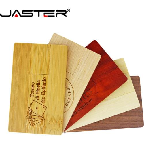 JASTER 1PCS Free Custom Logo Bamboo Wood Red Wood Logo Engrave Pendrive 4GB 8GB 16G 32GB 64GB Wooden Card Model USB Memory Stick