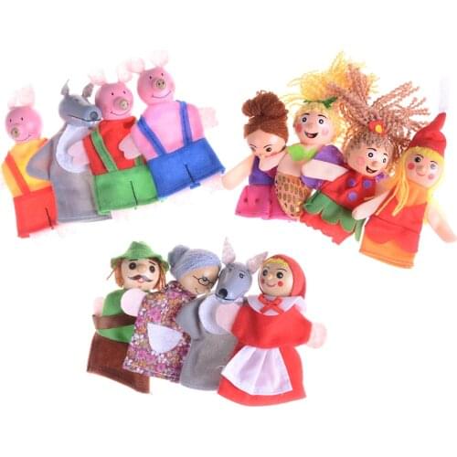 4pcs/set Funny Finger Puppets Toy Classic Children Figure Doll Mermaid Fairy Tale Story Telling Hand Puppet 3Styles For Kids