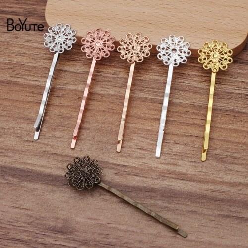 BoYuTe Custom Made (200 Pieces/Lot) 15MM Filigree Hairpin Factory Supply Diy Retro Hair Accessories Materials