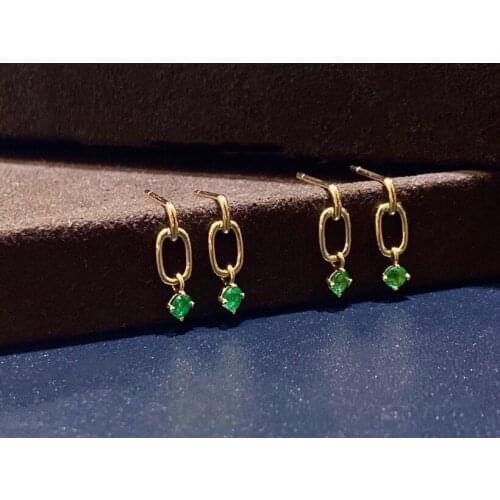 SHILOVEM 925 sterling silver Natural Emerald drop earring water fine Jewelry women wedding gift wholesale 3mm jce0303668agml