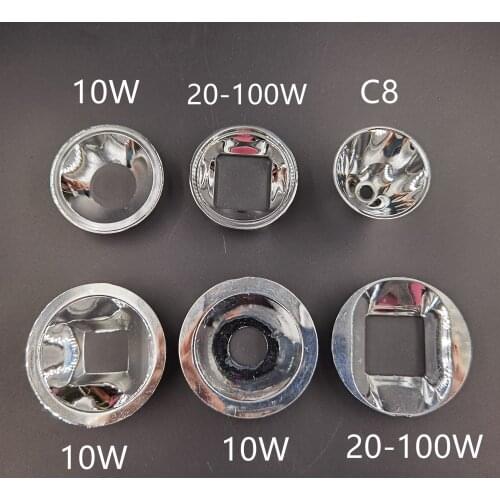10pcs LED lens optical reflector collimator, 10W, 20W, 30W 50W 100W COB high-power chip reflector bowl