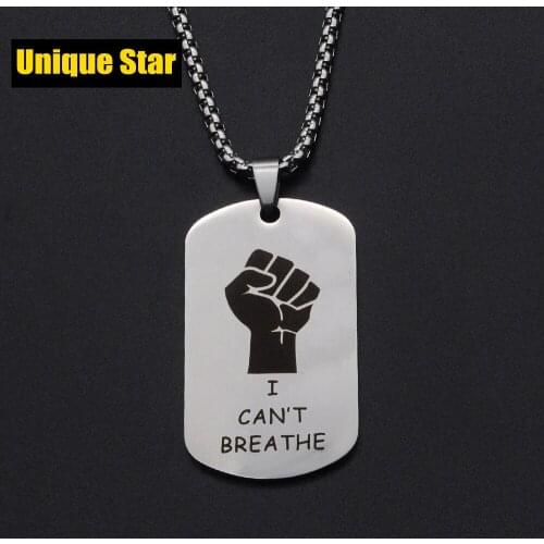 100% Stainless Steel I CAN'T BREATHE Pendant Necklaces for Man Wholesale Jewelry Gifts Drop Shipping Pendants Necklaces