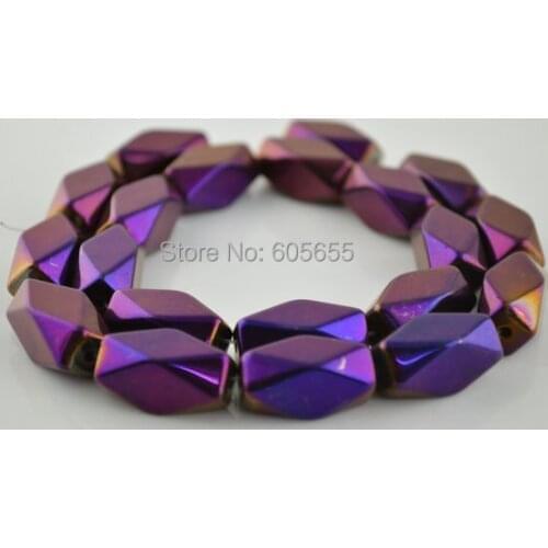 10x20mm Purple color Plated Hematite Square Rectangle Tube Beads