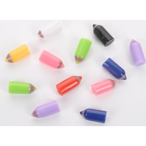20Pcs Resin Mixed Pencil Crafts Flatback Cabochon Scrapbooking Decorations Fit Hair Clips Embellishments Beads Diy