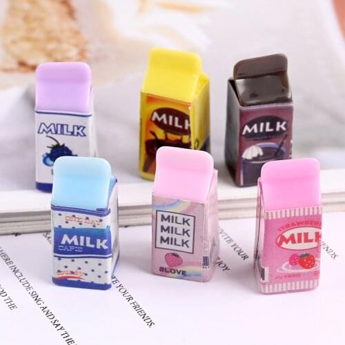 24Pcs Miniature 3D Milk Box Resin Cabochon Kawaii Simulation Fake Food DIY Scrapbooking Jewelry Making Charms Dolls Accessories