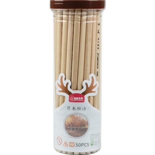 50 Pcs Wooden Lead Pencil Students Use Professional HB Writing Pencils Log Pencil Sketching Pen Triangle Correction Grip Pencils