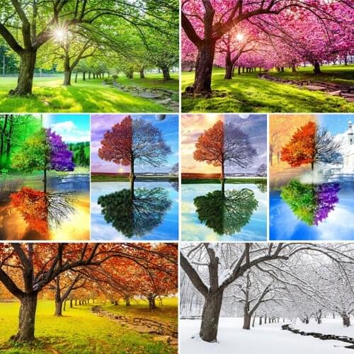 5D DIY Diamond Painting Four Seasons Scenery Decoration Rhinestone Picture Cross Stitch Kit Full Diamond Embroidery Mosaic Gift