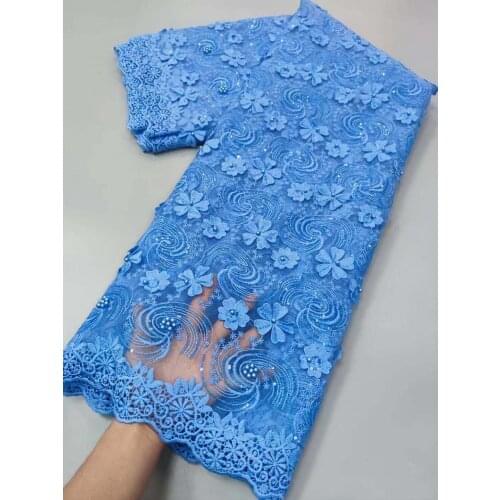 Beaded African Lace Fabric 2021 High Quality Lace Nigerian Tulle Lace Fabric French Milk Silk Fabric For Wedding Dress 5Yards