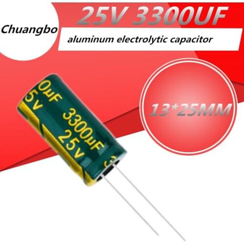 5pcs 25V 3300UF 13*25 Low ESR/Impedance high frequency aluminum electrolytic capacitor size 13*25MM 25V 3300UF 20