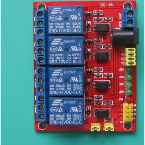 Free Shipping! 1pc 4-channel 12V Relay Module opto-isolated PLC control