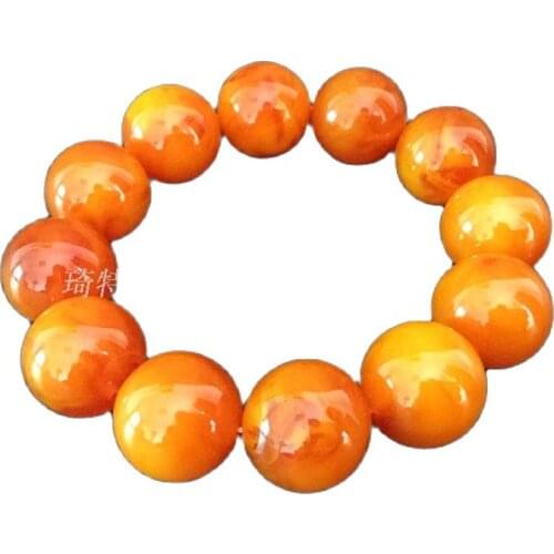 Two generation of Poland stone skin beeswax beeswax Bracelet chicken oil yellow old honey on hand prayer beads