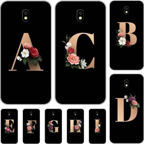 For Samsung Galaxy J7 2017 SM-J730F J730F J730 J7 Pro 5.5" Case Cute Lovely Cartoon Pattern Flowers Black Letters Cover