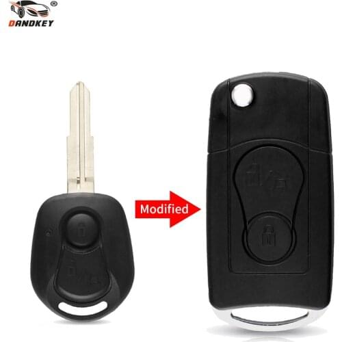 Dandkey 2 Buttons Flip Folding Remote Car Key Case For Ssangyong Actyon SUV Kyron Rexton Key Shell Fob Uncut Blade Case Cover