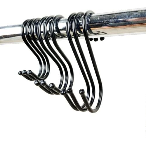 Black S Shaped Hooks Kitchen Pans Pots Bag Towels Hanging Holder Home Bathroom Clothes Pads Keys Organizer Towel Hooks