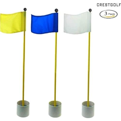 CRESTGOLF 3 Sets Count Detachable Portable Backyard Practice Golf Hole Pole Cup Flag Stick, Golf Putting Green Flagstick New