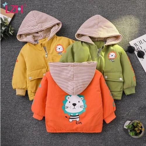LZH Cute Cartoon 2021 Thick Autumn Kids Jacket New Childrens Winter Coat For Boys Cotton Clothes For Babies Boys Coats 2-5Years