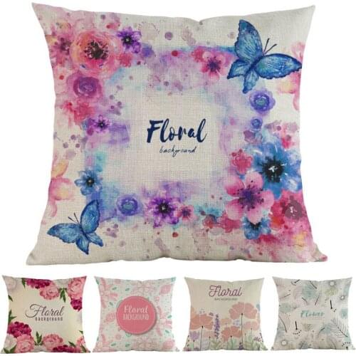 Elegant Beautiful Flower Floral background Home Sofa Decoration Cushion Cover Chair Room Linen Cotton Throw Pillow Case