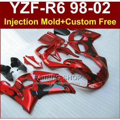 FT6R ABS fairings for YAMAHA YZF R6 1998 1999 2000 2001 2002 glossy red fairings kit YZF R6 98-02 body repair parts YG8R