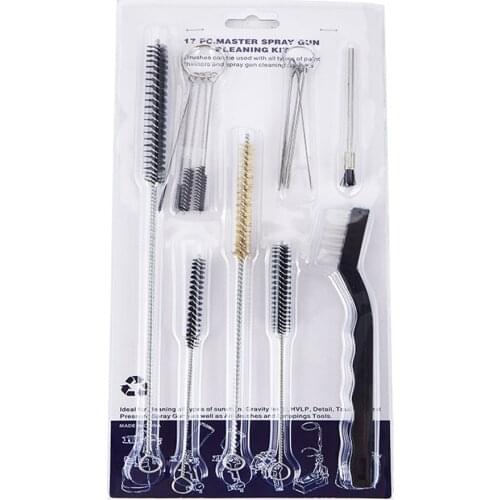 Global Professional 17 Pieces Master Spray Gun Cleaning Kit with Case, Complete Set to Clean HVLP Paint Guns, Air Tools, Gravity