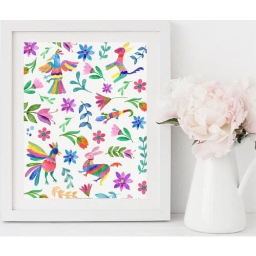 Mexican Floral Art Canvas Painting Mexico Colors Wall Picture Modern Wall Art Colorful Flower Prints Poster Home Room Art Decor