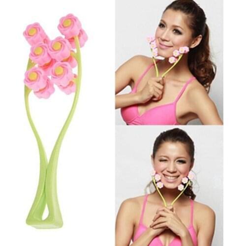 2Colors Facial Massager Roller Flower Shape Manual Face-lift Neck Slimming Relaxation Anti Wrinkle Beauty Tools