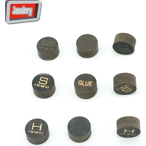 Jassinry 6pcs 14mm HIRANO Pool cue tips in SS/S/M/H dark brown pigskin billiard tips High quality Billiard accessories