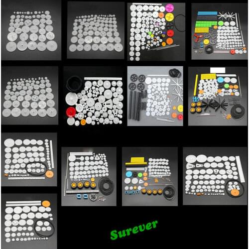 Various Gear Packages Plastic Gear Kit Pulley Belt Shaft Gear Worm Crown Motor Gear Assembly 0.5 Modulus Gear Rack DIY Toy