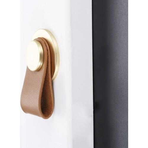 Leather Furniture Handle with 1pc Screw Single Hole Door Knobs for Drawer Wardrobe Cabinet Accessories