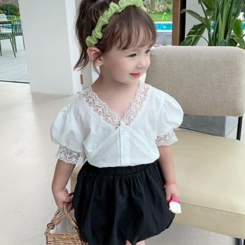Summer Children Outfits Girl Clothing Sets Cotton Kids Baby Toddler Girls Clothing Sets Lace Blouse+Shorts 2 Piece Clothes Sets