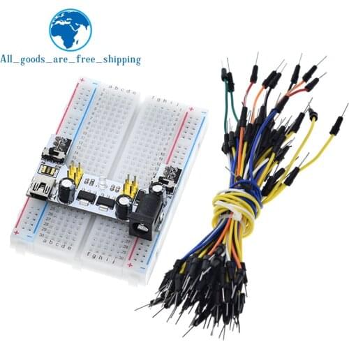 3.3V/5V MB102 Breadboard power module+ 400 points Solderless Prototype Bread board kit +65 Flexible jumper wires