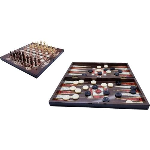 Large Size Wooden Backgammon & Chess Game Set