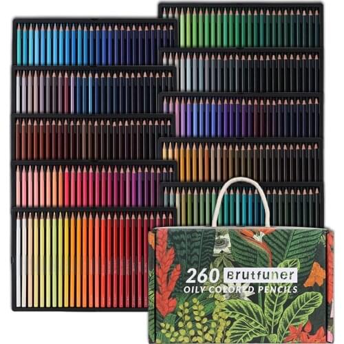 Brutfuner 48/72/120/160/180/260 Colors Oil Colored Pencils Set Oil HB Wood Coloured Pencils For Draw School Student Art Supplies