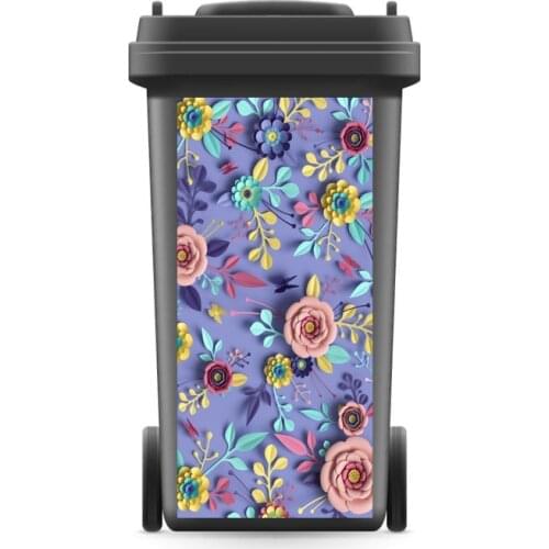 Rubbish Bin Sticker 3D Flowers Wallpaper mural Wall Print Decal Removable Wall Mural Photo self adhesive Gift Kitchen