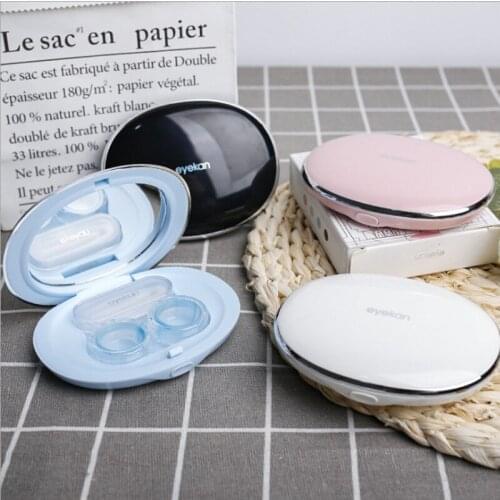 New Cobblestone Contact Lens Companion Pupil Box Duplex Box Solid Color Oval Glasses Case Fashionable Contact Lens Case