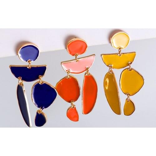 New Colorful Irregular Metal Dangle Earrings Boho Geometric Statement Drop Hangle Earing For Women Jewelry Accessories
