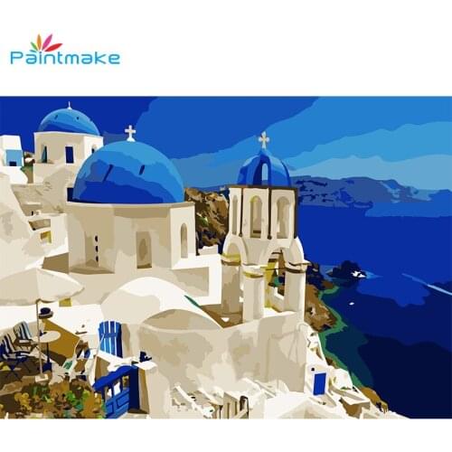 Paintmake Landscape DIY Painting By Numbers sea house Oil Hand Painted On Canvas Unique For Home Decor Art Picture Gift