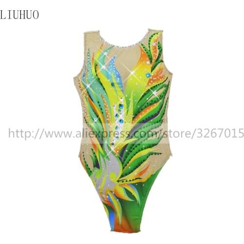 LIUHUO Figure Skating Dress Womens Girls' Ice Skating Competitive performance Rhythmic gymnastics Synchronized Swimming Green