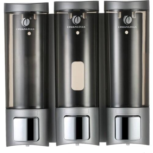 Manual Soap Dispensers Wall-mounted Three Chamber Shampoo Box Shower Liquid Dispensers Rest Room Washroom Toilet Soap Holder