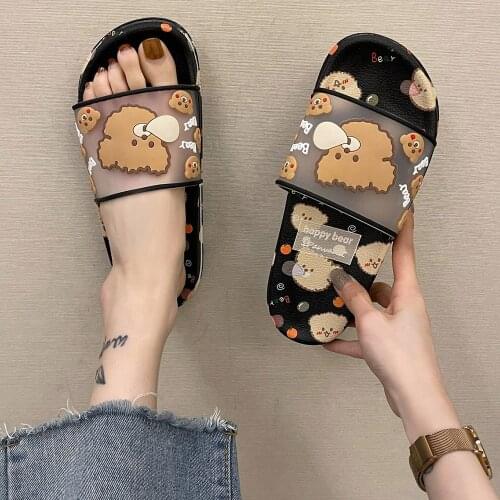 Summer Slippers Women Shoes Transparent Cartoon Bear Girl Ladies Comfortable Flip Flops Beach Slide Sandals women shoes