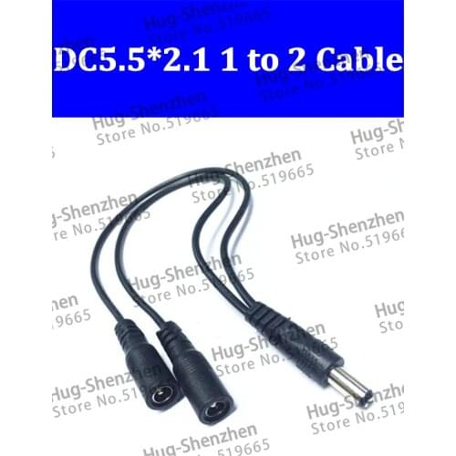 DC Power 12V Pigtail 2.1*5.5mm 1 Male to 2 Female Y Splitter Plug power Cable Jack for led lamp and monitoring