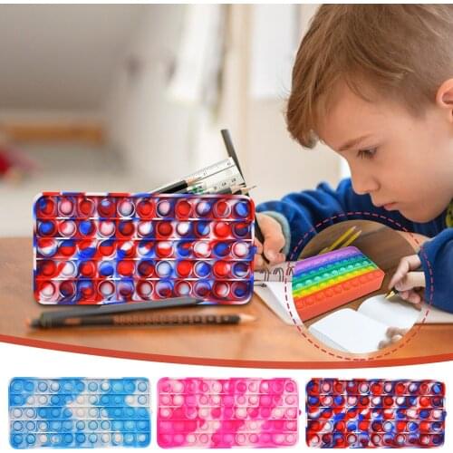 Silicone Pencil Case Rectangular Press Bubble Decompression Pen Box Office School Study Stationery Storage Bag поп ит большой