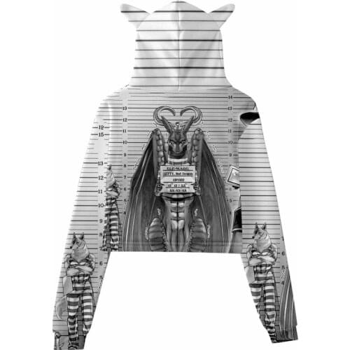Dragon Goes House-Hunting Cat Ear Hoody Fashion Streetwear Casual Cropped Pullover Hoodies Tracksuits Open Waist Hoodies