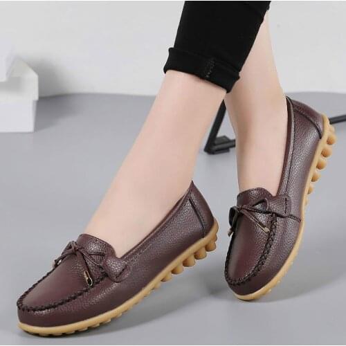 Ladies casual shoes 2021 new fashion large size genuine leather flat non-slip mother shoes comfortable women shoes schuhe damen