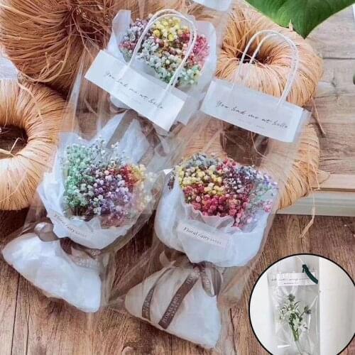 Florist Decoration Long Tote PVC Clear Bags Flower Bouquet Bagging Transparent Gift Bag Portable Collocation Packaging S/M/L