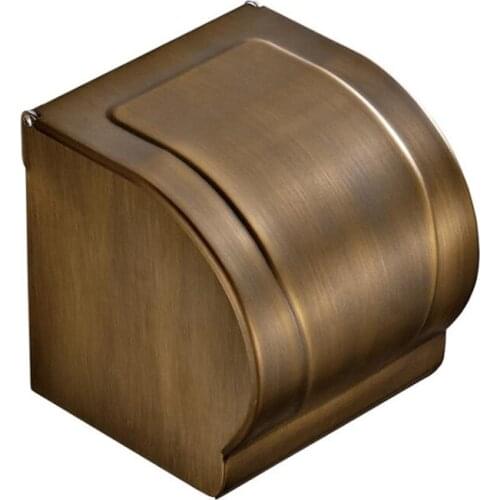 High quality Brass Antique Brushed Square Waterproof Paper Box Wall Mounted Large Roll Paper Towel Rack Bathroom Shelf